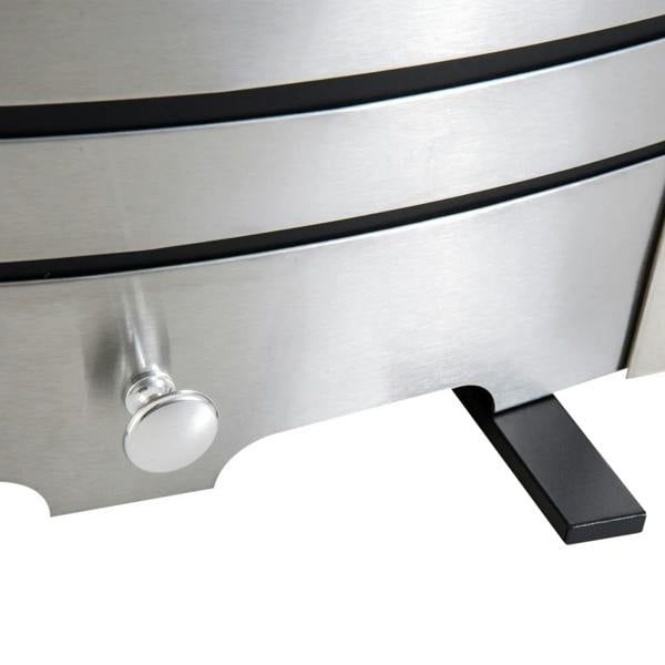 Stainless steel electric fireplace base with front knob and support feet