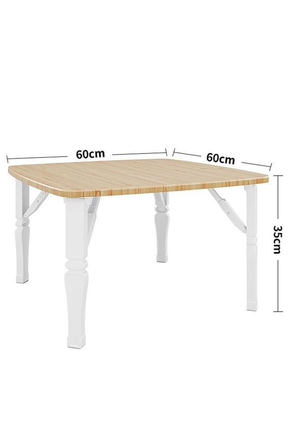 Living and Home Square 60cm Wooden Folding Coffee Table Natural