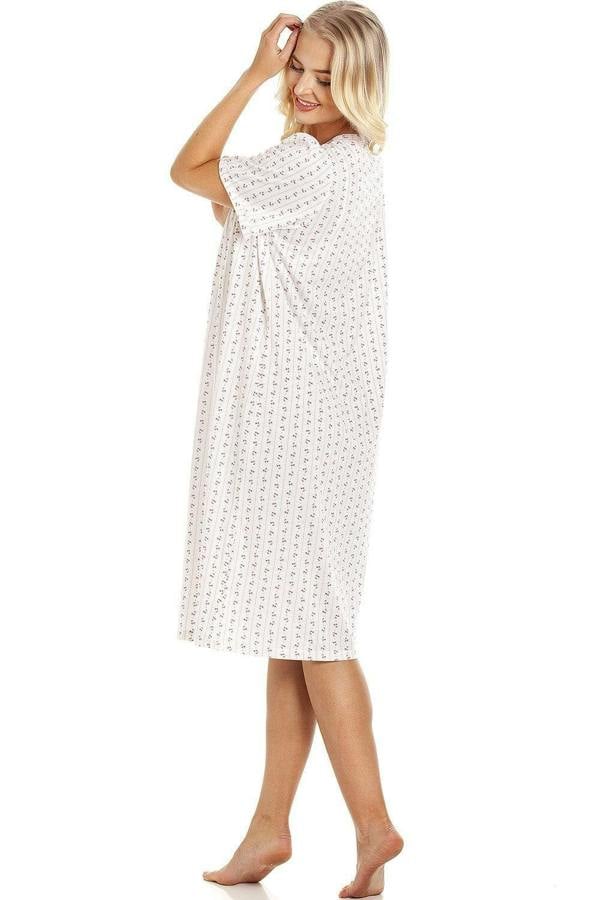 Womens Floral Pinstriped Short Sleeve Nightdresses