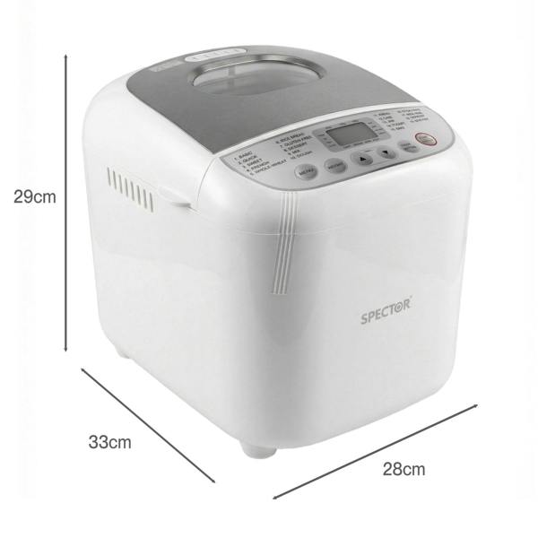 Spector Automatic Bread Maker Machine 2LB 19 in 1 600W Non Stick Stainless Steel