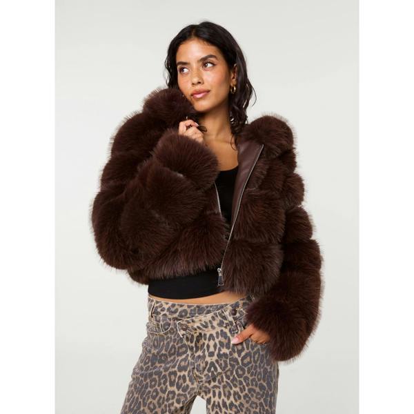Pink Vanilla Hooded Pelted Fur Jacket