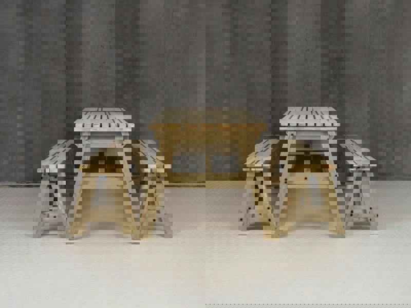 Victoria Space-Saving Picnic Table and Benches Set – Wooden Outdoor Dining Set for Gardens and Patios