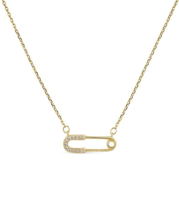 Dainty 14K Gold Safety Pin Necklace - Necklaces - Elk & Bloom