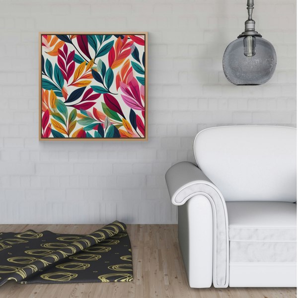 Warren Reed Bright Leaves Pattern Framed Canvas