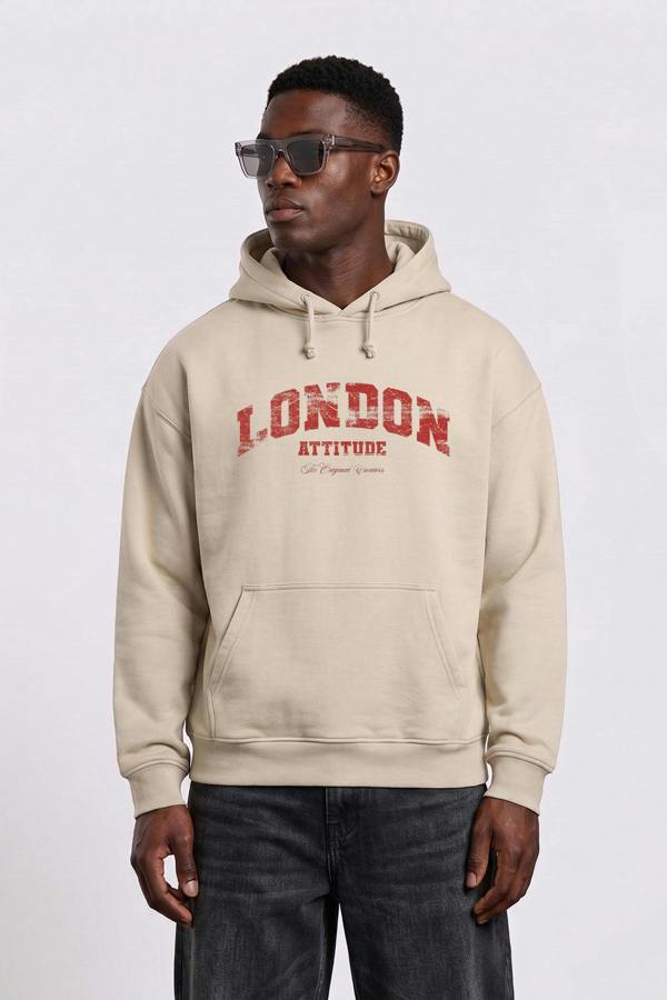 Relaxed Fit Collegiate Graphic Hoodie in Red