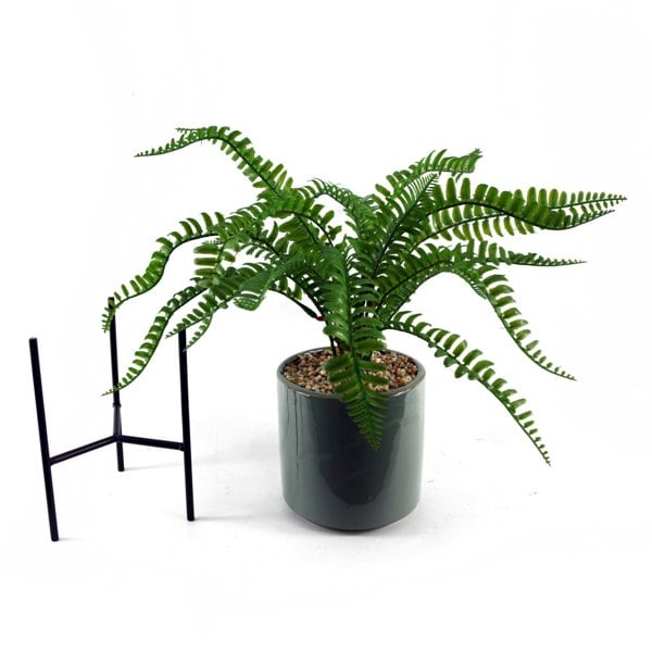 Leaf 40cm Artificial Fern with Ceramic Planter & Stand