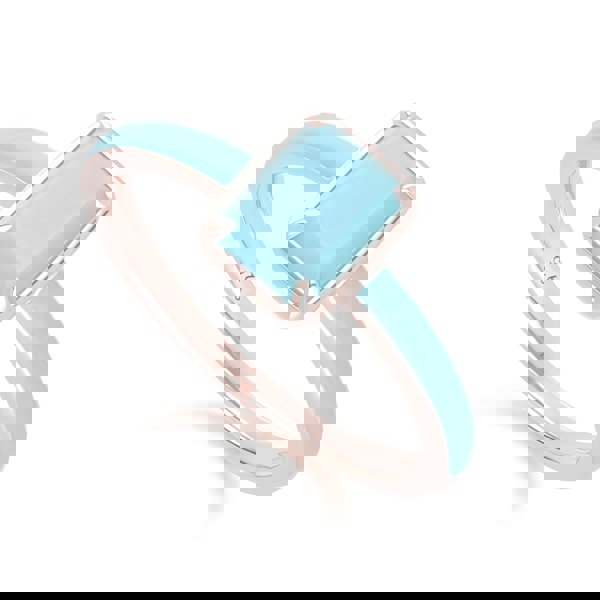 Gemondo Siberian Waltz Blue Enamel & Octagon Turquoise Ring In Rose Gold Vermeil