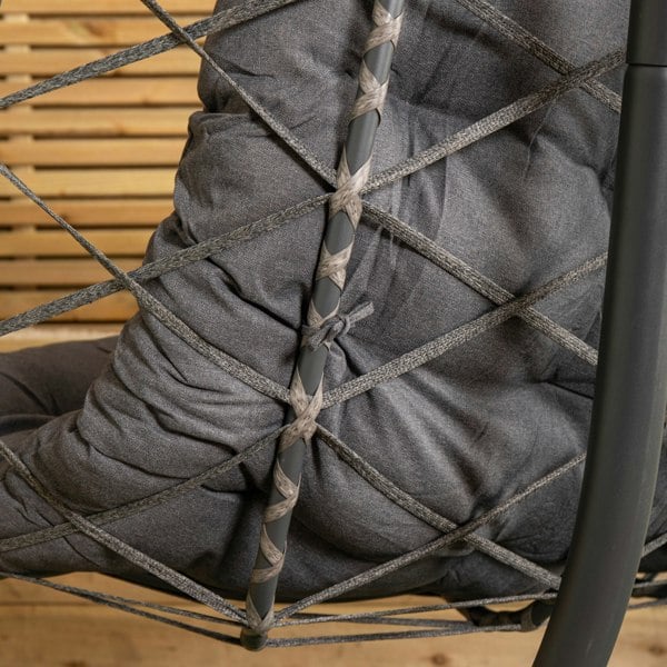 Samuel Alexander 2 Seater Hanging Garden Rattan Egg Chair with Steel Frame and Waterproof Cover in Grey
