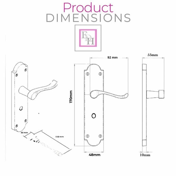 EDH Door Hardware Chrome Door Handles - Askworth Internal Door Handles with Bathroom Sash