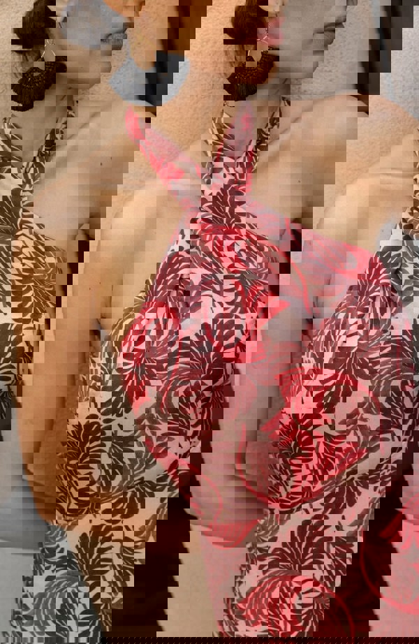 Rewritten London Jamie Dress in Pink Fan Print