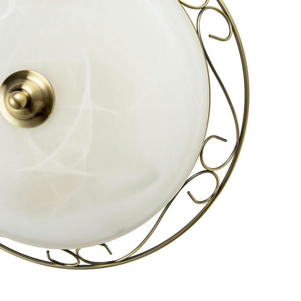 Traditional Antique Brass Flush Ceiling Light with Alabaster Glass Image 4