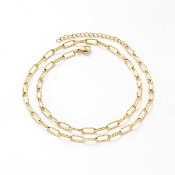 Elk & Bloom Double Chain Set - Herringbone & Paperclip Choker 14K Gold