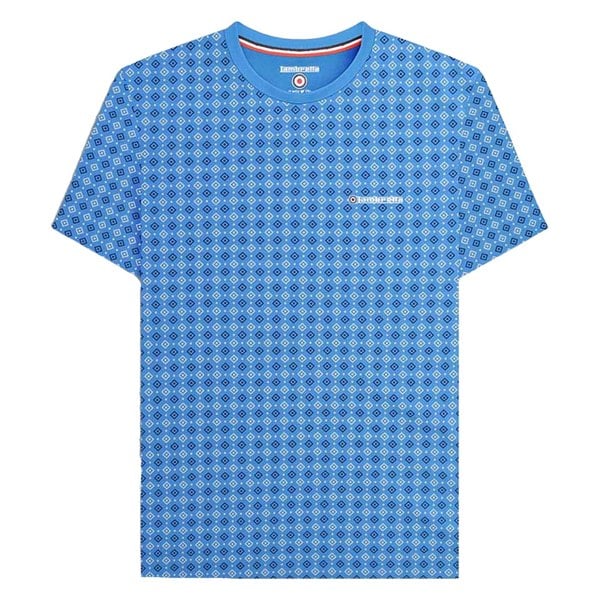 Lambretta Mens SS24 Geometric All-Over Print T-Shirt - Vallarta Blue