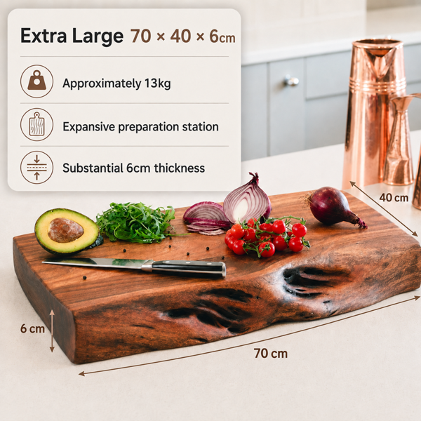 Downton Interiors Professional Chef Live Edge Acacia Wood Chopping Board - Extra Large