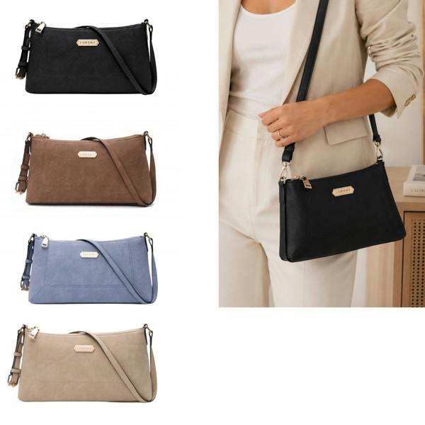 Lorenz Suedette Effect Compact Shoulder Bag