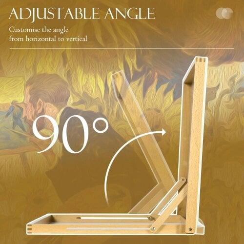 Bobobiy Desktop Table A2 Easel Craft Workstation, Adjustable Beechwood Table Top Easel, Portable Folding Artist Drawing & Sketching Board for Adults