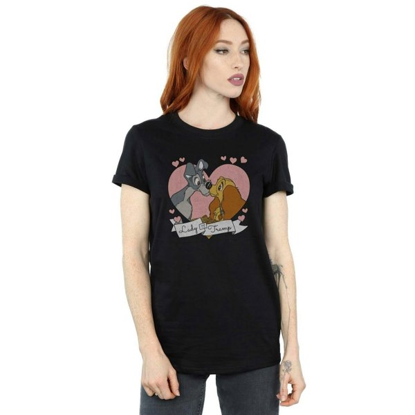 Disney Womens/Ladies Lady And The Tramp Love Cotton Boyfriend T-Shirt - Black