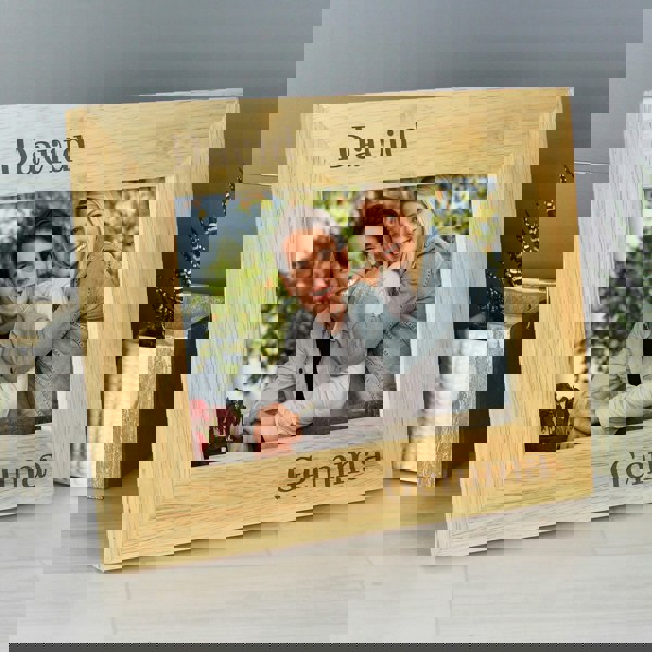 Personalised Memento Company Personalised Couples 6x4 Oak Finish Photo Frame