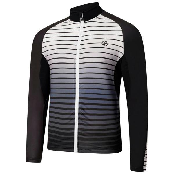 Dare 2B Mens Horizontal Stripe Mock Neck Slim Athletic Track Top - Black - 