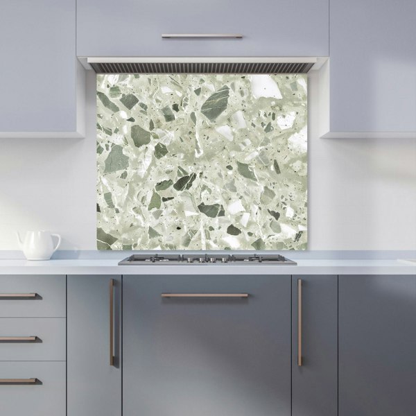 Warren Reed - Designer Sage Green And White Quartz Effect Kitchen Splashback