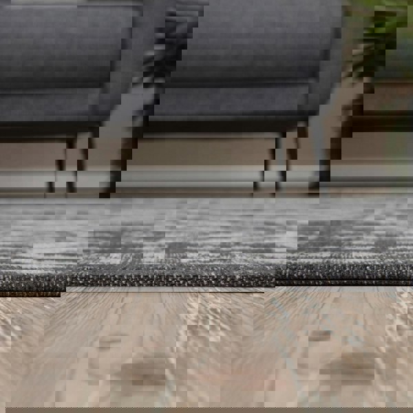 Machine Washable Flatweave Rug Geometric Black