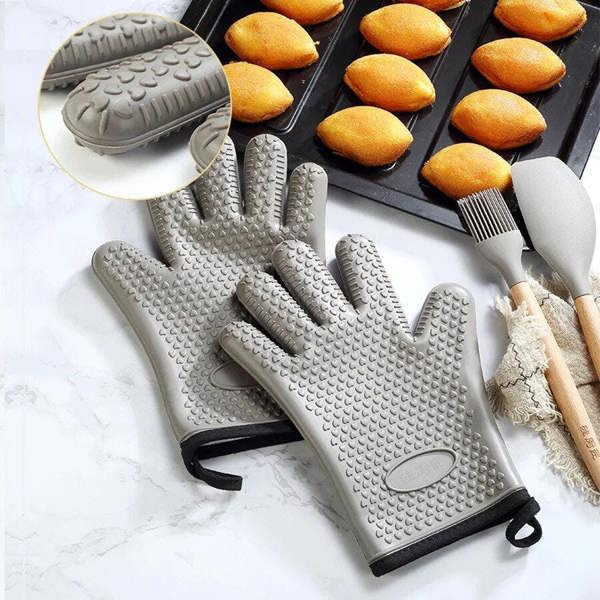 Anygleam Insulation Gloves 2pc Silicone Kitchen Accessories with Inner Cotton Heat Resistant Tool Kit Kitchenware for Cooking and Baking