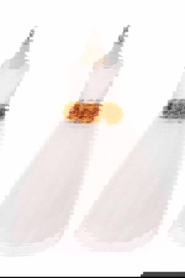 UK Flower Girl Boutique Leilani - White - Coloured Flower Option