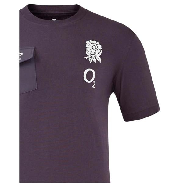 Umbro Mens Presentation 2024 England Rugby Chest Pocket T-Shirt - Nightshade - 