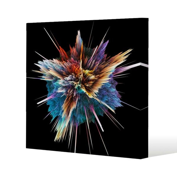 Benjamin Tate Design Colorful explosion isolated Slim Style Canvas Print  50x50cm , 15mm Slim Real wood.