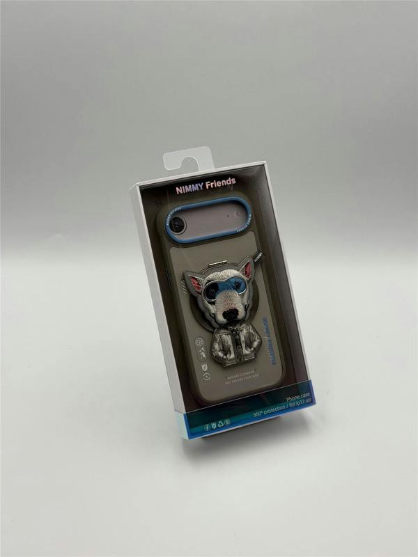 Nimmy Friends Nimmy Cool & Cute 2.0 Terrier Dog Case with MagSafe Stand for iPhone 17 Air 6.5" Grey Blue - N-YJKM-CXZJZH-IP17-AIR-019