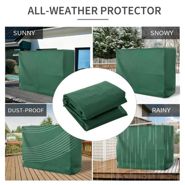 Green outdoor swing chair protective cover, rectangular all-weather style with reinforced edges