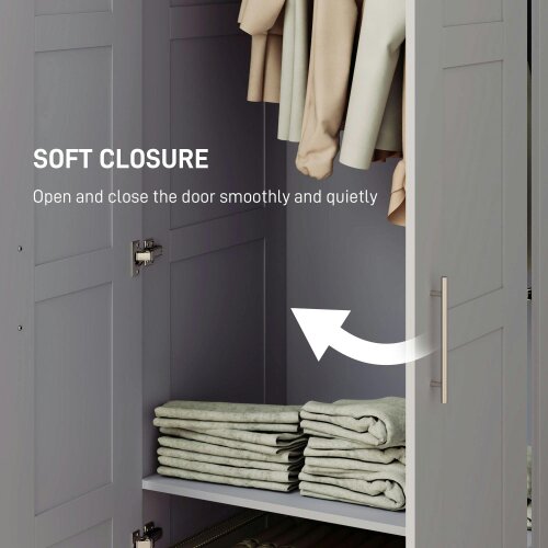 Wyld Haus Coralani Wooden Grey 2 Door Wardrobe With Hanging Rail Internal and Shelf