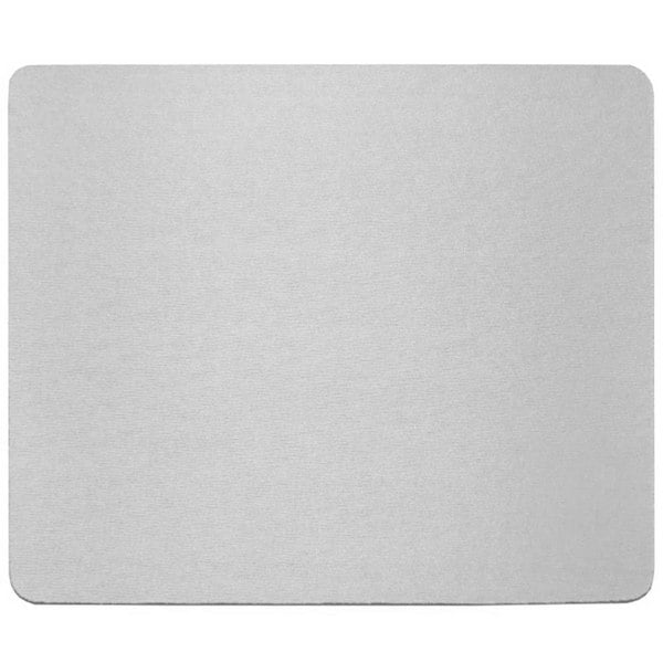 Plain light gray rectangular mouse pad with rounded corners and smooth surface.