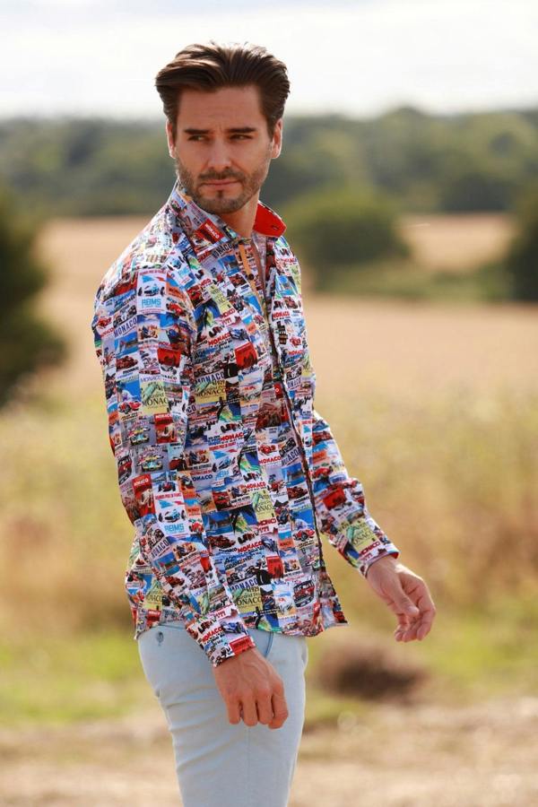 MONACO GRAND PRIX PRINT SHIRT – Premium Men's Patterned Shirt by Claudio Lugli | Bold Design, Tailored Fit, Best Printed Shirts