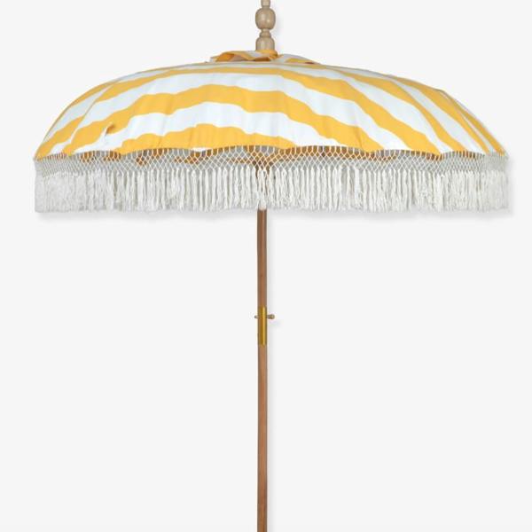 Abode Home & Gifts Sunningdale Yellow Striped Teak Parasol