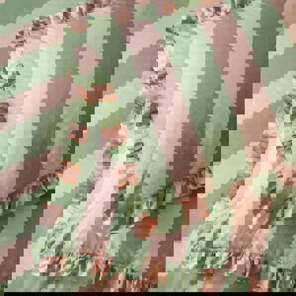 Wylder Birdie Ruffles Striped Pillowcase - Pink/Green