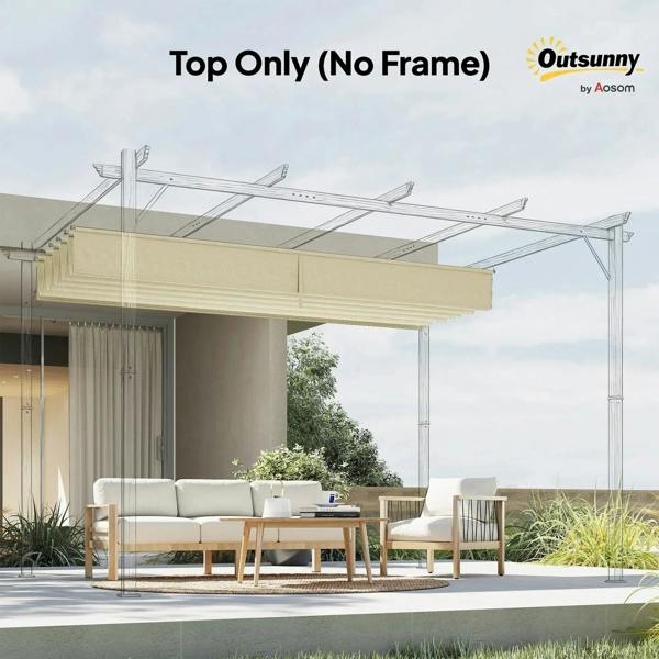 Retractable pergola canopy fabric, cream white top-only roof cover