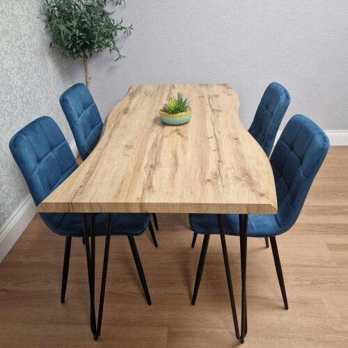 Kosy Koala Dining Table Set With 4 Blue Velvet Chairs Dining Room Furniture