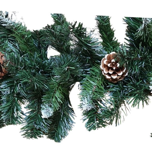 Samuel Alexander 270cm x 25cm Samuel Alexander Snow King Fir Christmas Garland with Pine Cones