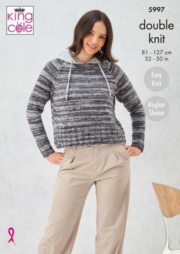 King Cole Homespun Prism DK Knitting Pattern 5997, Sweaters for Women, 32 - 50 Inches - Easy
