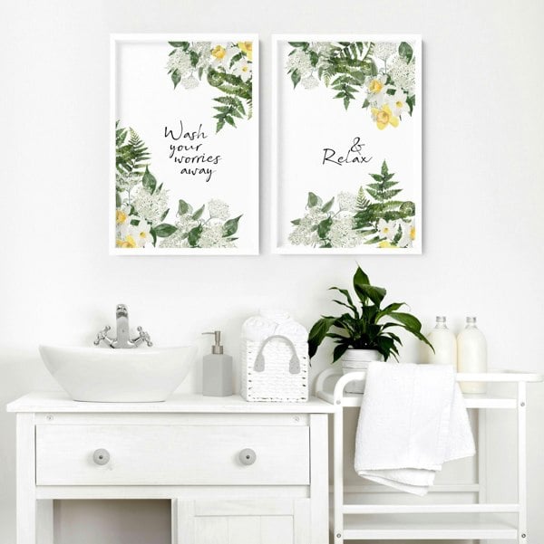 Small pictures for bathroom | set of 2 wall art prints