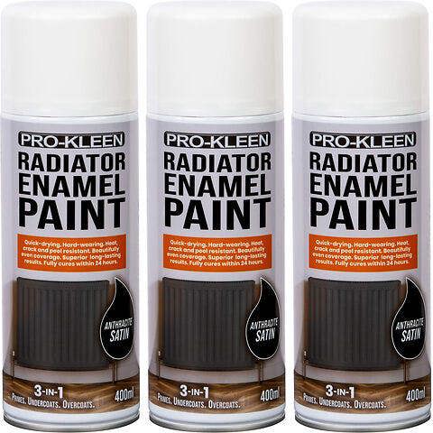 ProKleen Anthracite Satin Heat Resistant Radiator Enamel Paint 400ml x3