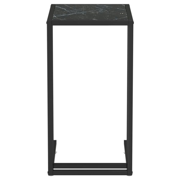 Berkfield Computer Side Table Black Marble 50x35x65 cm Tempered Glass