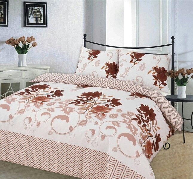 Night Zone Bethany Printed Duvet Cover Set – Polycotton Easy Care Bedding with Pillowcases - Chocolate