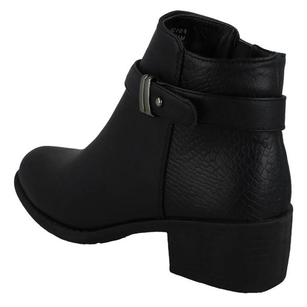 Spot On Ladies Spot On Mid Heel Ankle Boots