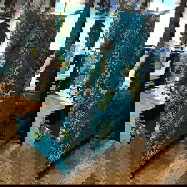 Handcrafted UK square footstool with premium plain velvet tufting
