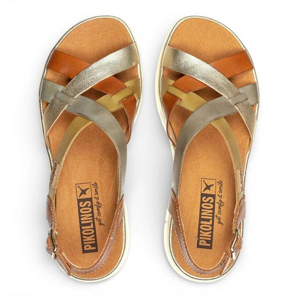 Pikolinos Palma - Women's Brown Leather Wedge Sandals