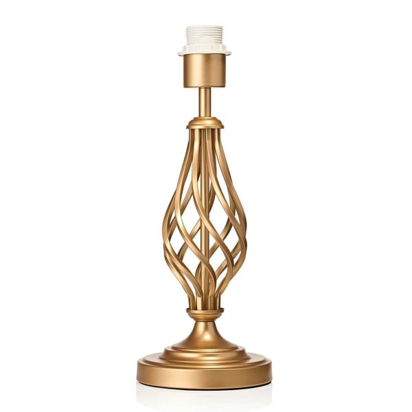 Traditional Sleek Satin Gold Brass Table Lamp Base with Twist Metal Stem Design Image 1