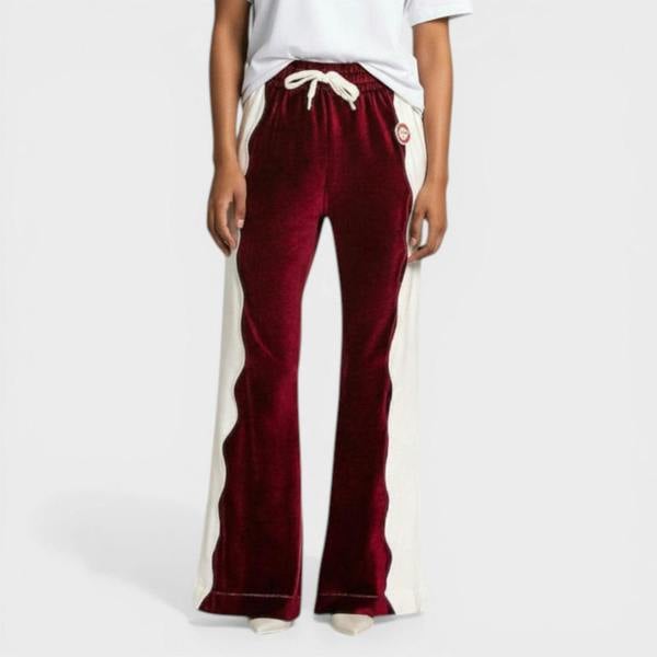 Casablanca Burgundy Velour Panelled Track Pant
