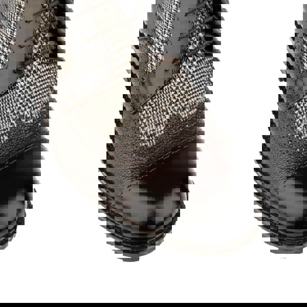 Embassy London Charles - Brown Check - Men's toe cap dressy leather boot in leather and textile